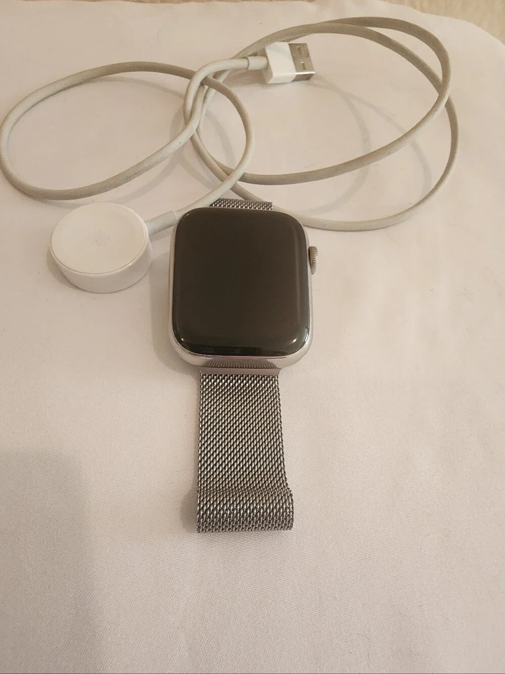 Apple Watch S8 45mm Stainless Steel Cellular + Milanese Loop & Charger